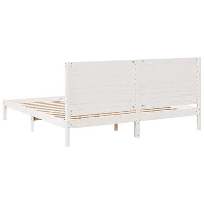 Prodloužený Rám Postele Bez Matrace Bílý 200 X 220 Cm Masiv