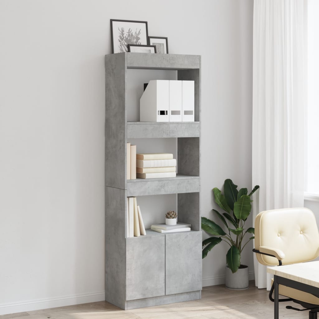 Skříň Highboard Betonově Šedá 63 X 33 X 180 Cm Kompozitní Dřevo