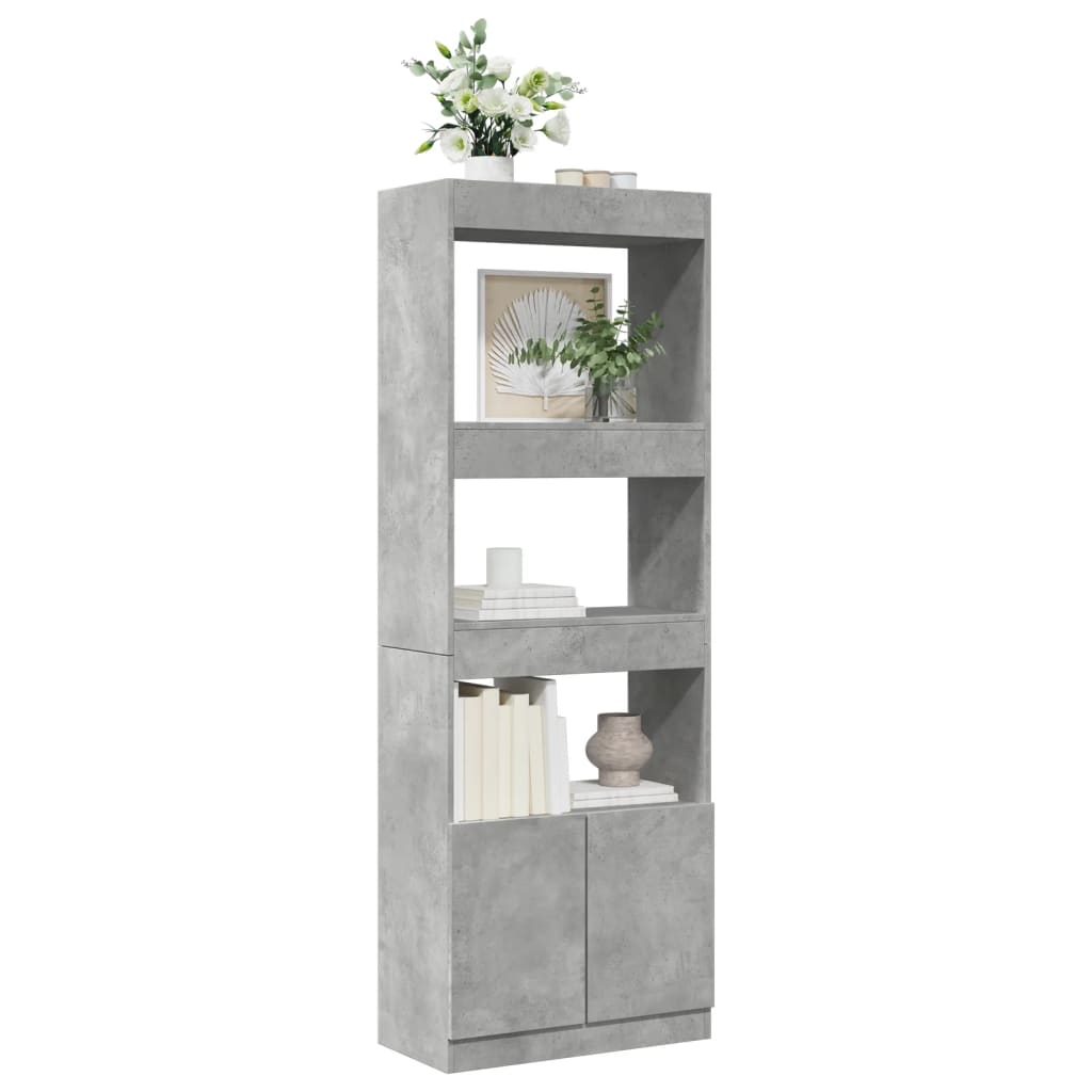 Skříň Highboard Betonově Šedá 63 X 33 X 180 Cm Kompozitní Dřevo