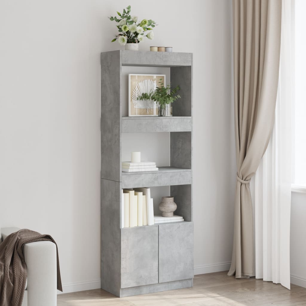 Skříň Highboard Betonově Šedá 63 X 33 X 180 Cm Kompozitní Dřevo