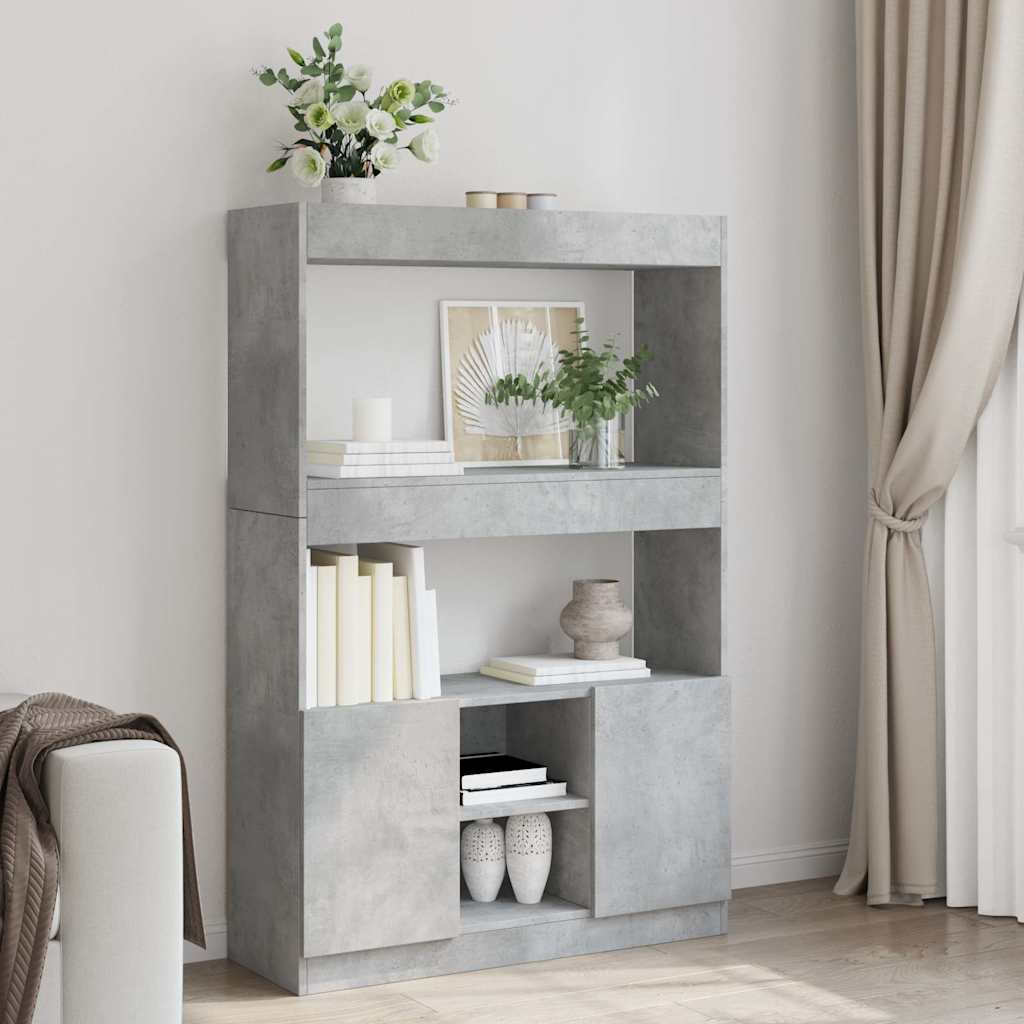 Skříň Highboard Betonově Šedá 92 X 33 X 140 Cm Kompozitní Dřevo