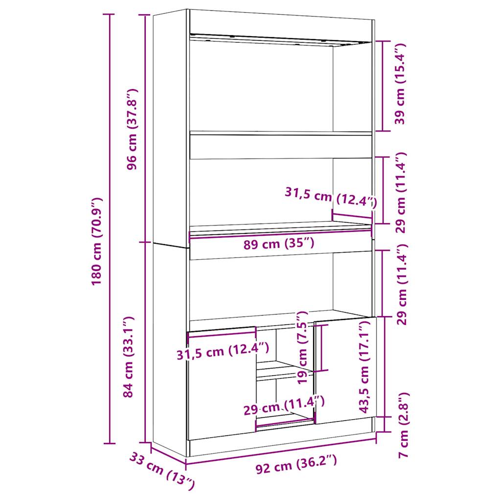 Skříň Highboard Betonově Šedá 92 X 33 X 180 Cm Kompozitní Dřevo