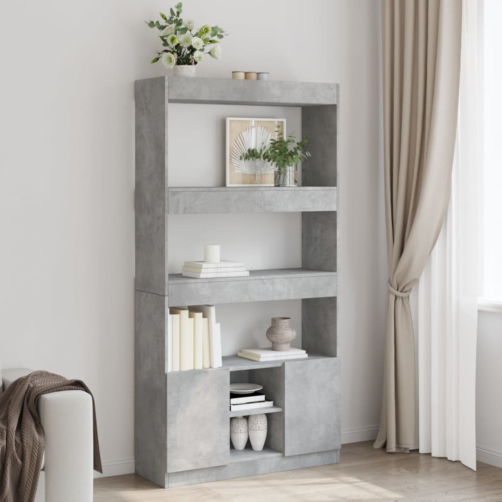Skříň Highboard Betonově Šedá 92 X 33 X 180 Cm Kompozitní Dřevo