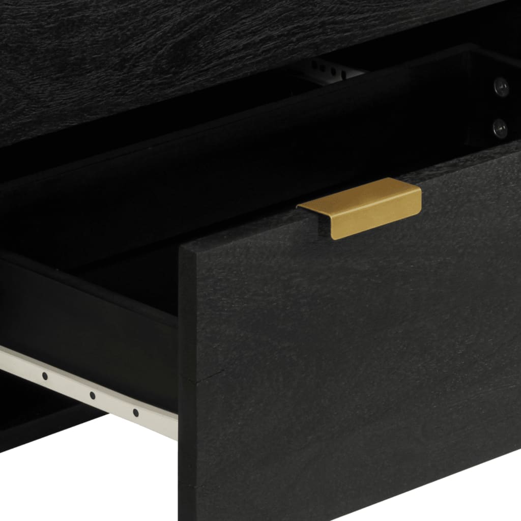 3Dílný Příborník Černý Kompozitní Dřevo Přírodní