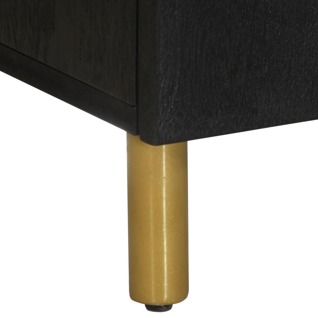 3Dílný Příborník Černý Kompozitní Dřevo Přírodní