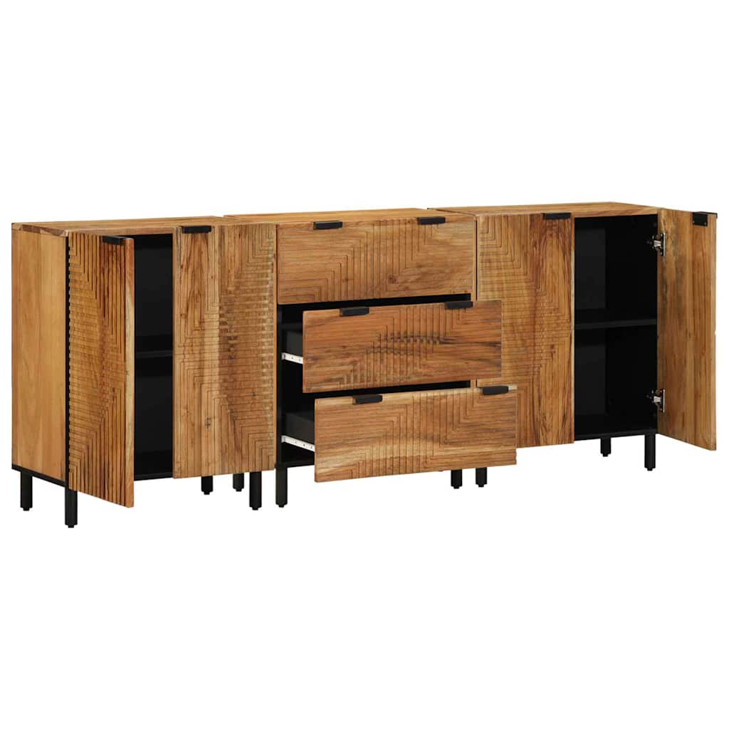 Sestava Komody 3 Ks 180 X 33 X 75 Cm Masivní Akátové Dřevo
