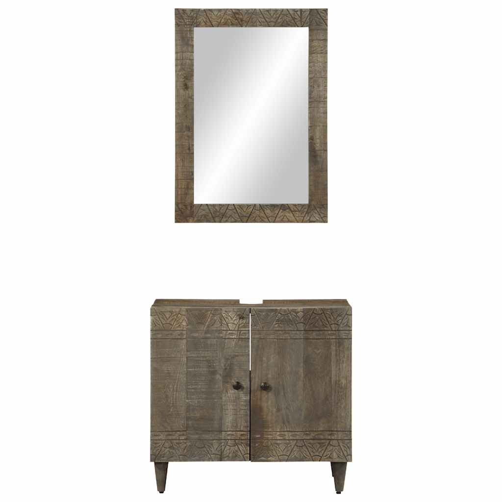 2Dílná Koupelnová Sestava Masivní Mangovníkové Dřevo Černá