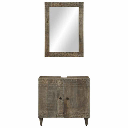 2Dílná Koupelnová Sestava Masivní Mangovníkové Dřevo Černá