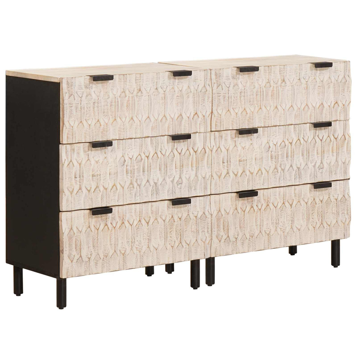 Servírovací Skříň 2 Ks 60 X 33 X 75 Cm Masivní Mangové Dřevo