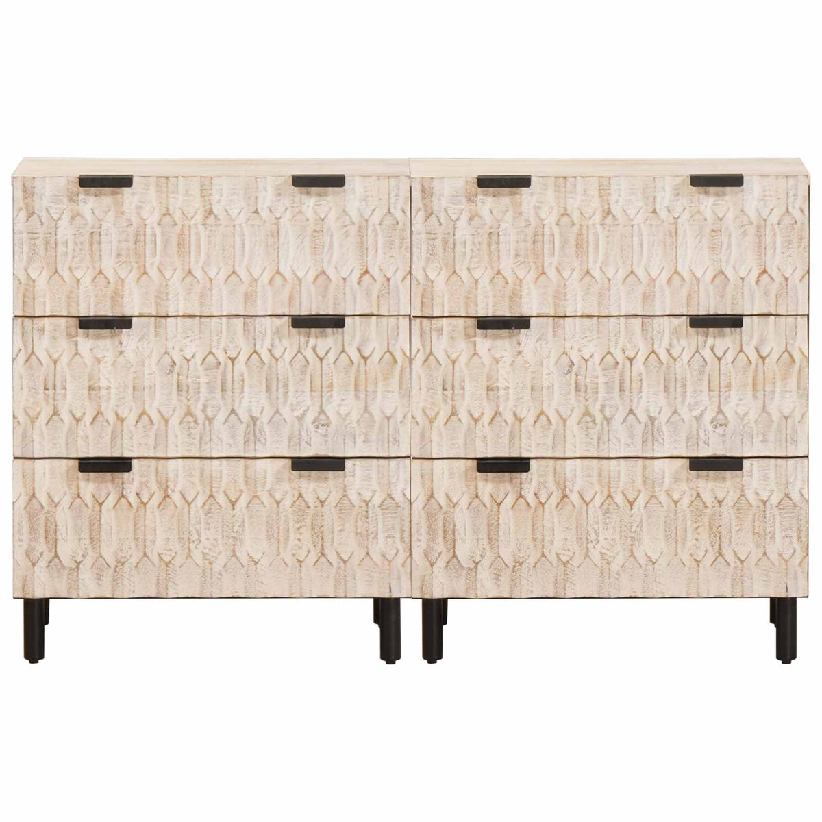 Servírovací Skříň 2 Ks 60 X 33 X 75 Cm Masivní Mangové Dřevo