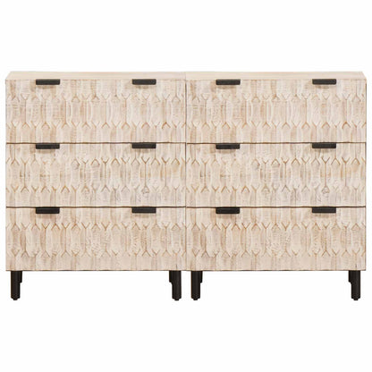 Servírovací Skříň 2 Ks 60 X 33 X 75 Cm Masivní Mangové Dřevo