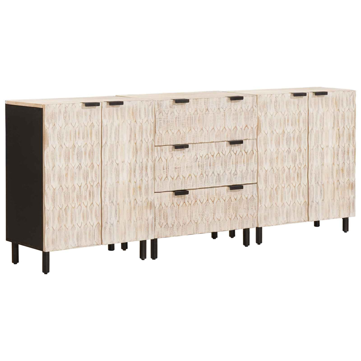 Servírovací Skříň 3 Ks 60 X 33 X 75 Cm Masivní Mangové Dřevo