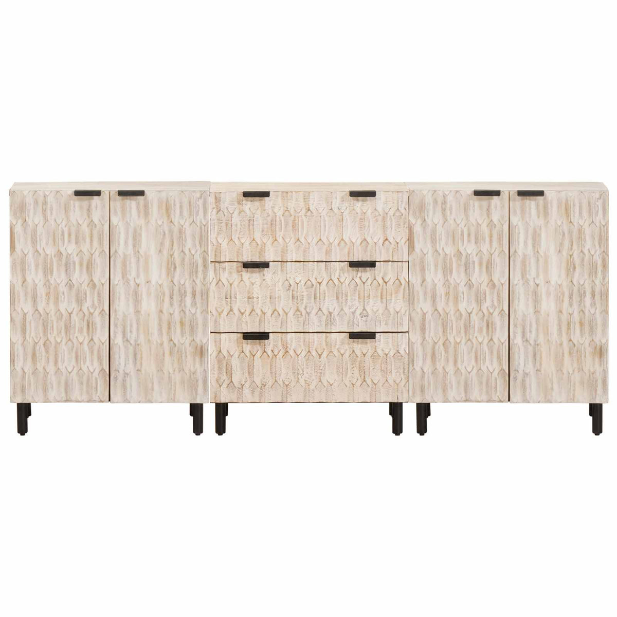 Servírovací Skříň 3 Ks 60 X 33 X 75 Cm Masivní Mangové Dřevo