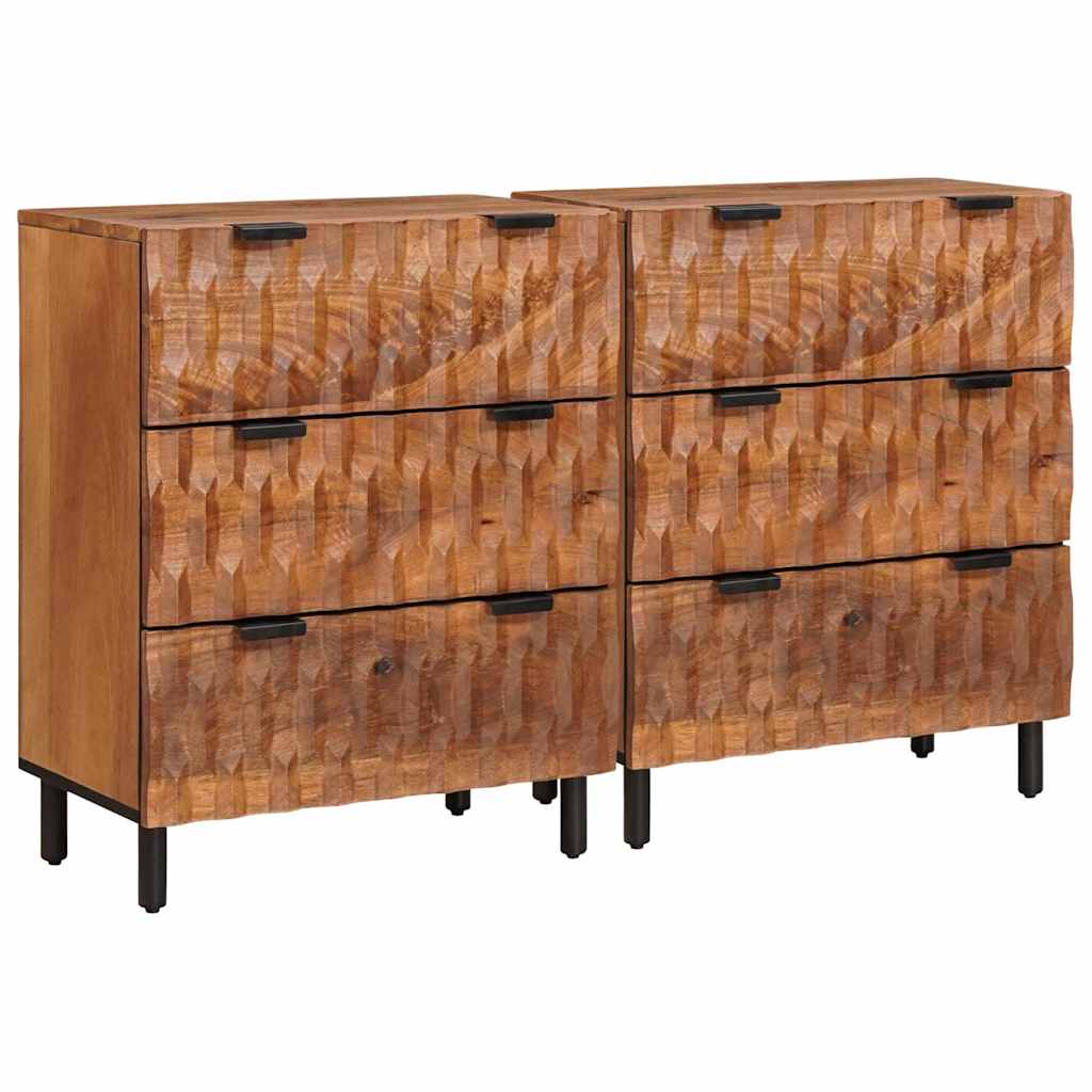 Servírovací Skříň 2 Ks 60 X 33 X 75 Cm Masivní Mangové Dřevo