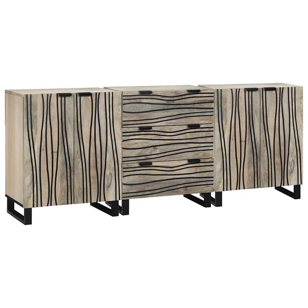 Sestava Komody 3 Ks 180 X 33 X 75 Cm Masivní Mangové Dřevo