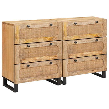 Servírovací Skříň 2 Ks 60 X 33 X 75 Cm Masivní Mangové Dřevo