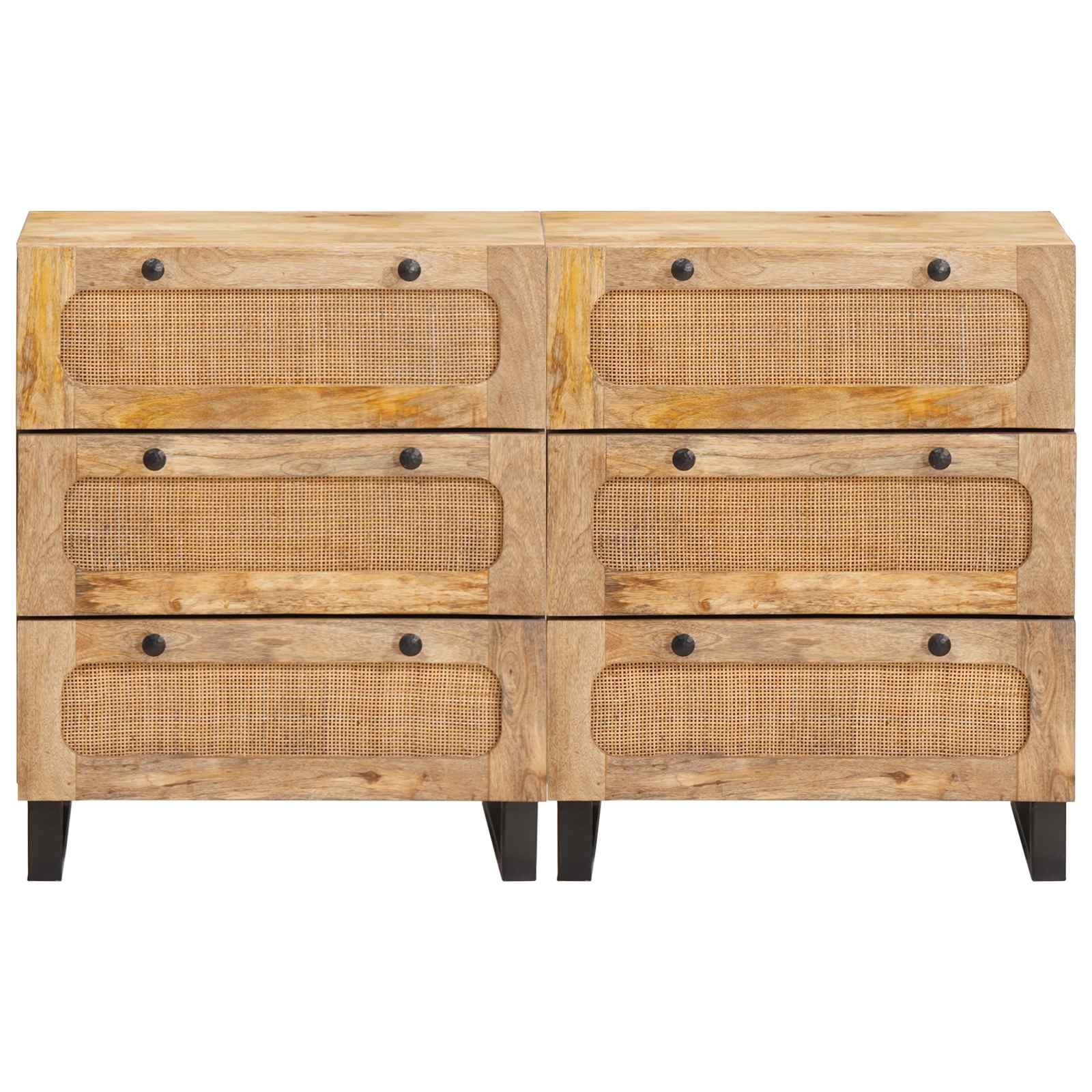 Servírovací Skříň 2 Ks 60 X 33 X 75 Cm Masivní Mangové Dřevo