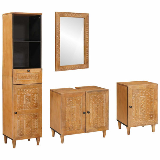 Sada Koupelnového Nábytku 4 Ks Hnědá 38 X 33 X 160 Cm