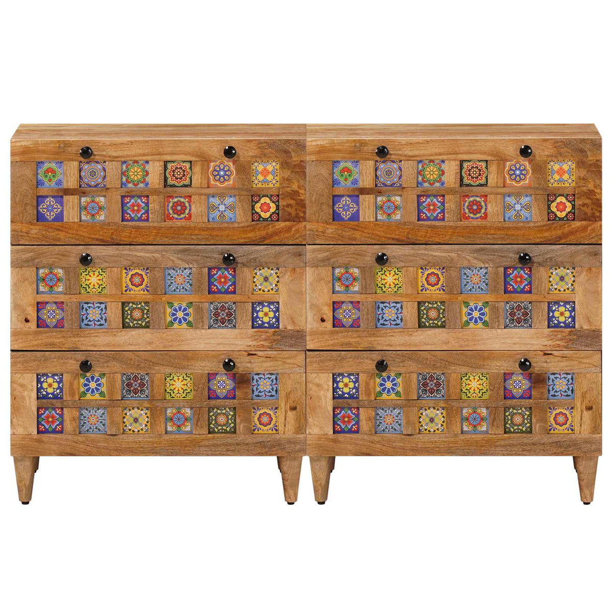 Servírovací Skříň 2 Ks 60 X 33 X 75 Cm Masivní Mangové Dřevo