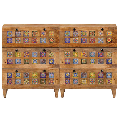 Servírovací Skříň 2 Ks 60 X 33 X 75 Cm Masivní Mangové Dřevo