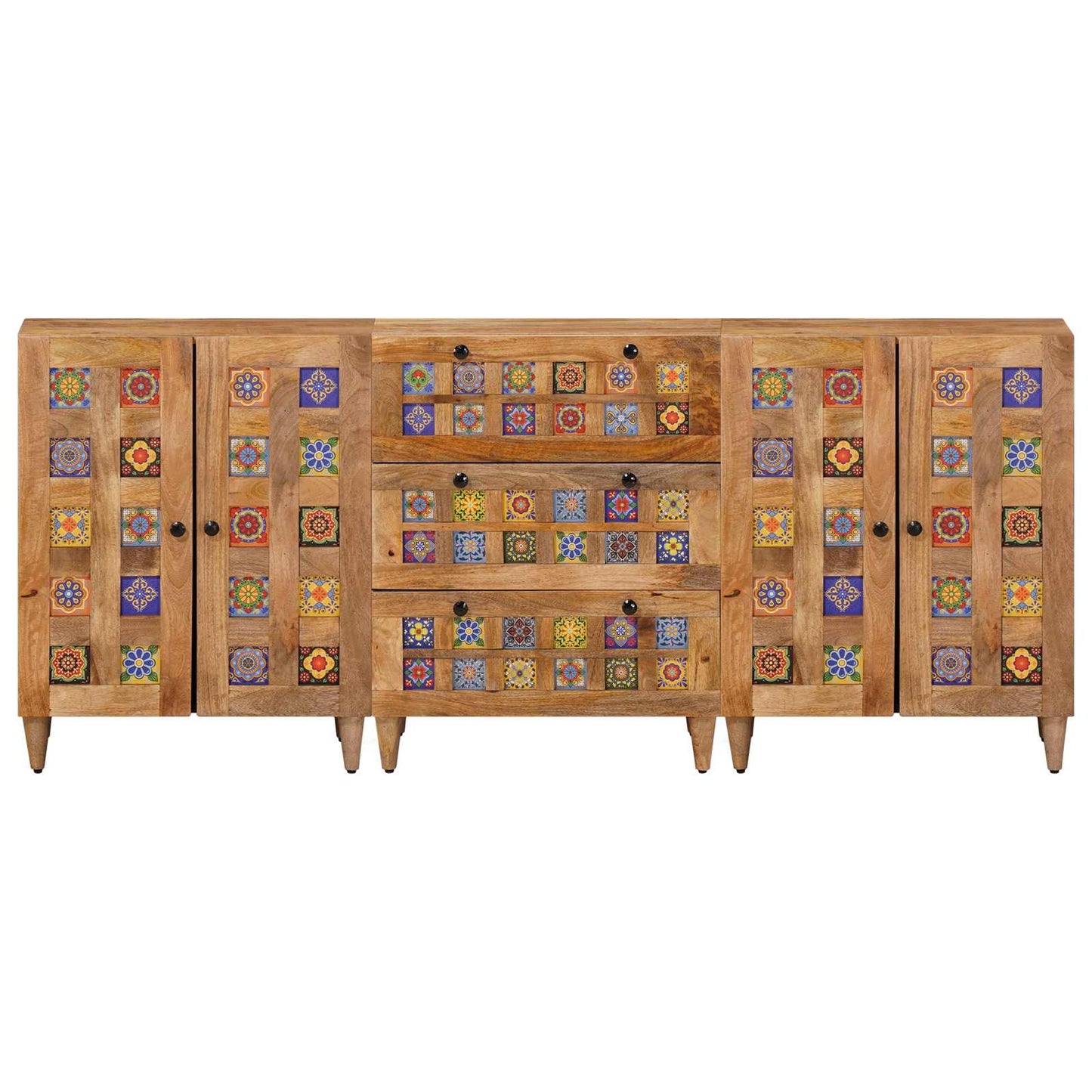 Servírovací Skříň 3 Ks 60 X 33,5 X 75 Cm Masivní Mangové Dřevo
