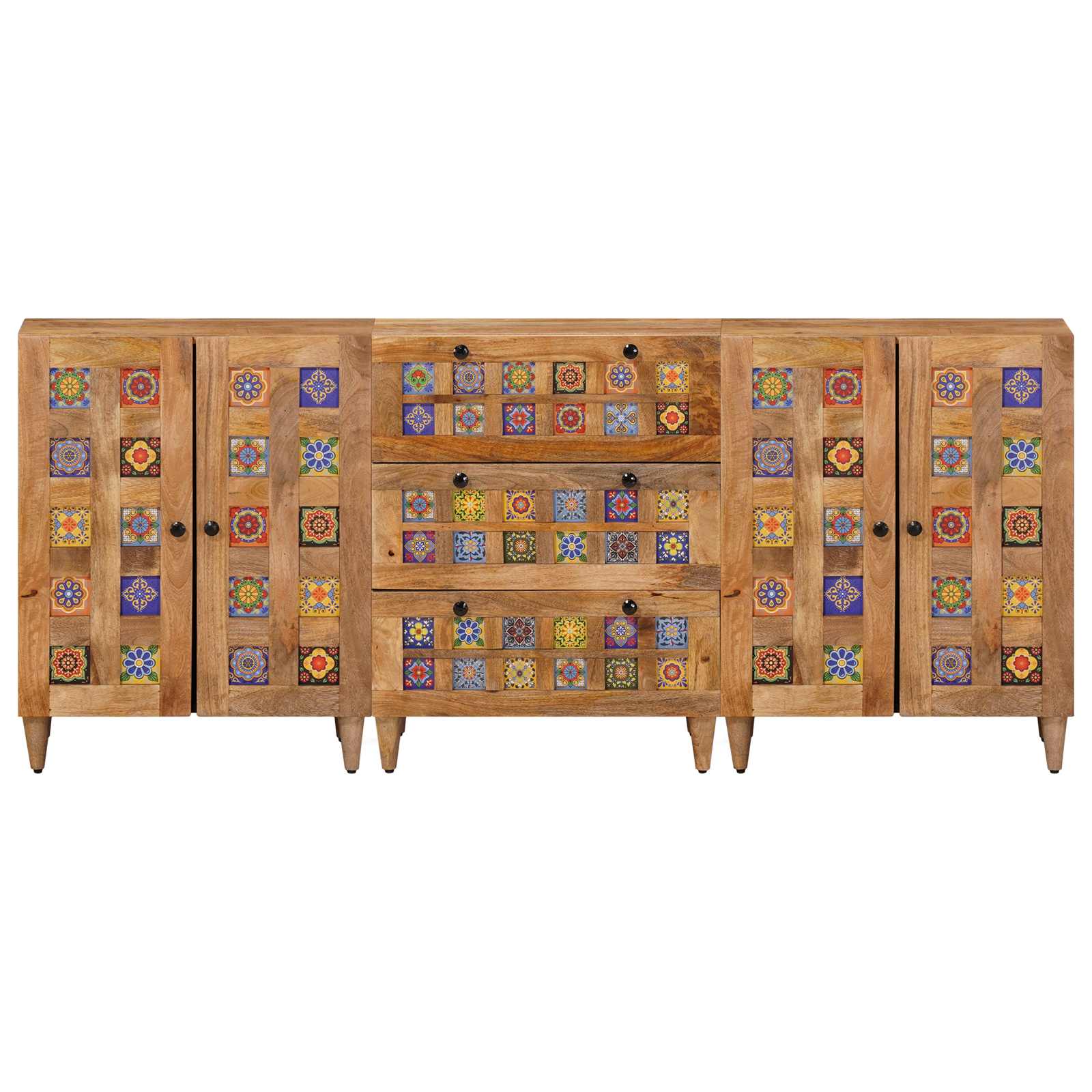 Servírovací Skříň 3 Ks 60 X 33,5 X 75 Cm Masivní Mangové Dřevo