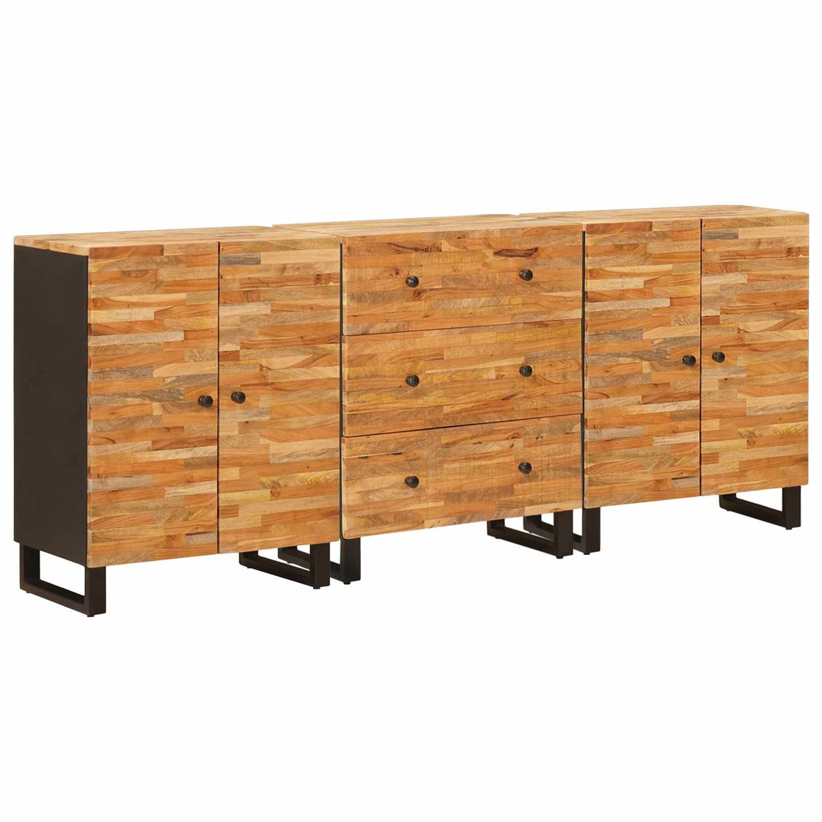 Servírovací Skříň 3 Ks 60 X 33 X 75 Cm Masivní Mangové Dřevo