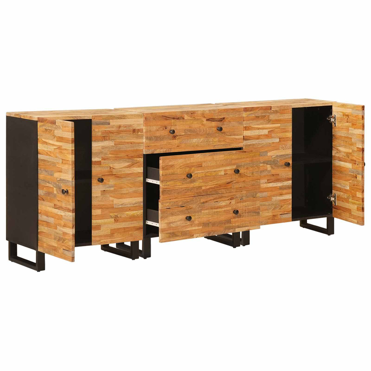 Servírovací Skříň 3 Ks 60 X 33 X 75 Cm Masivní Mangové Dřevo