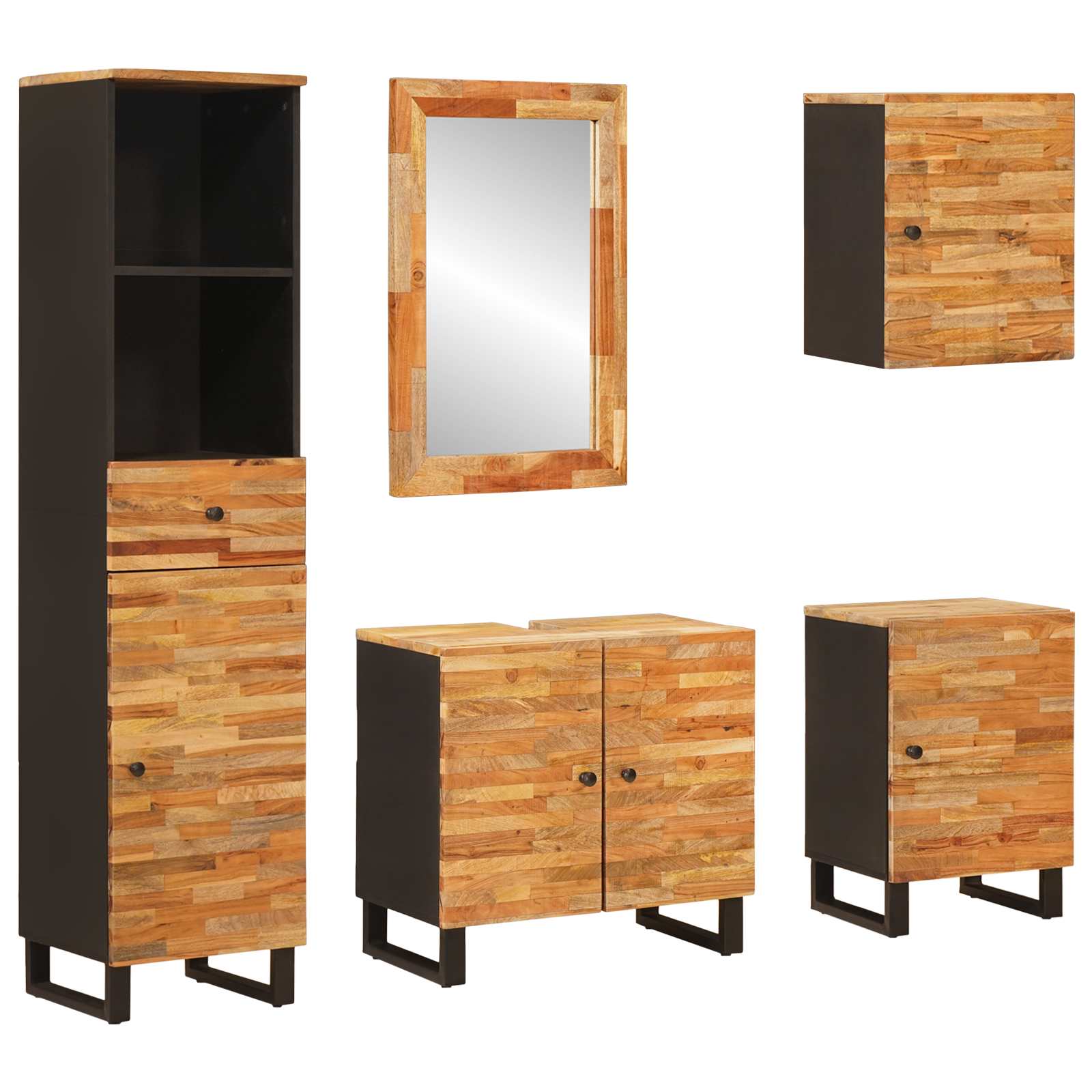 Koupelnové Sady 5 Ks Přírodní 38 X 33 X 160 Cm
