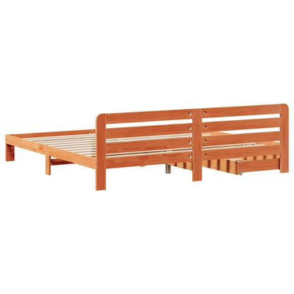 Postel Bez Matrace Voskově Hnědá 200 X 200 Cm Masivní Borovice