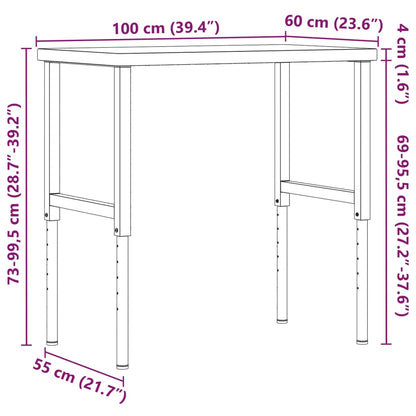 Pracovní Stůl 100 X 60 X (73–99,5) Cm Masivní Dub Obdélníkový