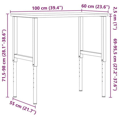 Pracovní Stůl Tmavě Hnědý 100X60X(71,5–98) Cm Dub Obdélníkový