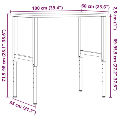 Pracovní Stůl 100 X 60 X (71,5–98) Cm Masivní Buk Obdélníkový