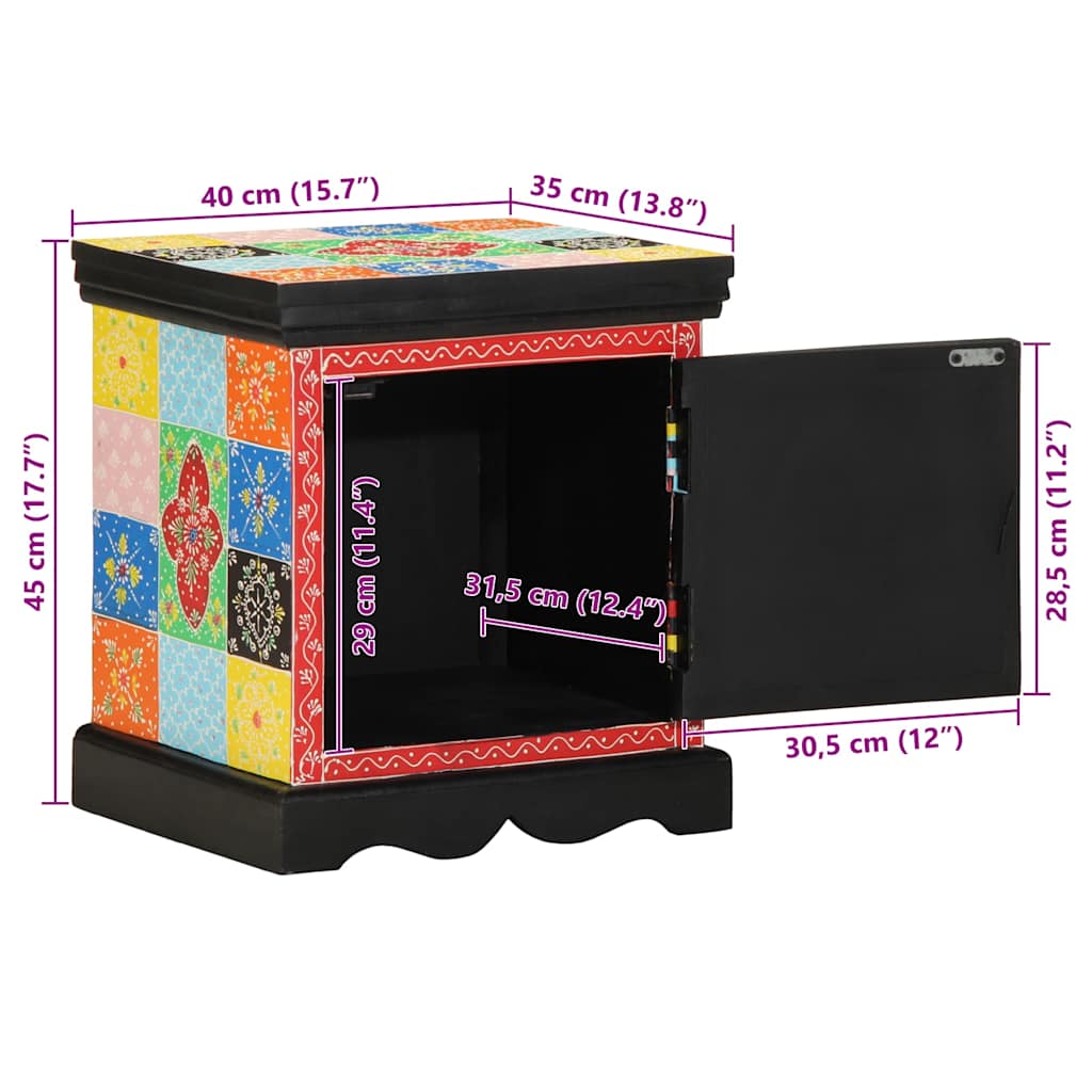 Noční Skříňka Multicolour 40X35X45 Cm Masivní Dřevo Mango