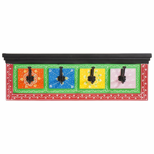 Věšák Na Kabáty Černá 80 X 25 X 2 Cm Masivní Mangové Dřevo