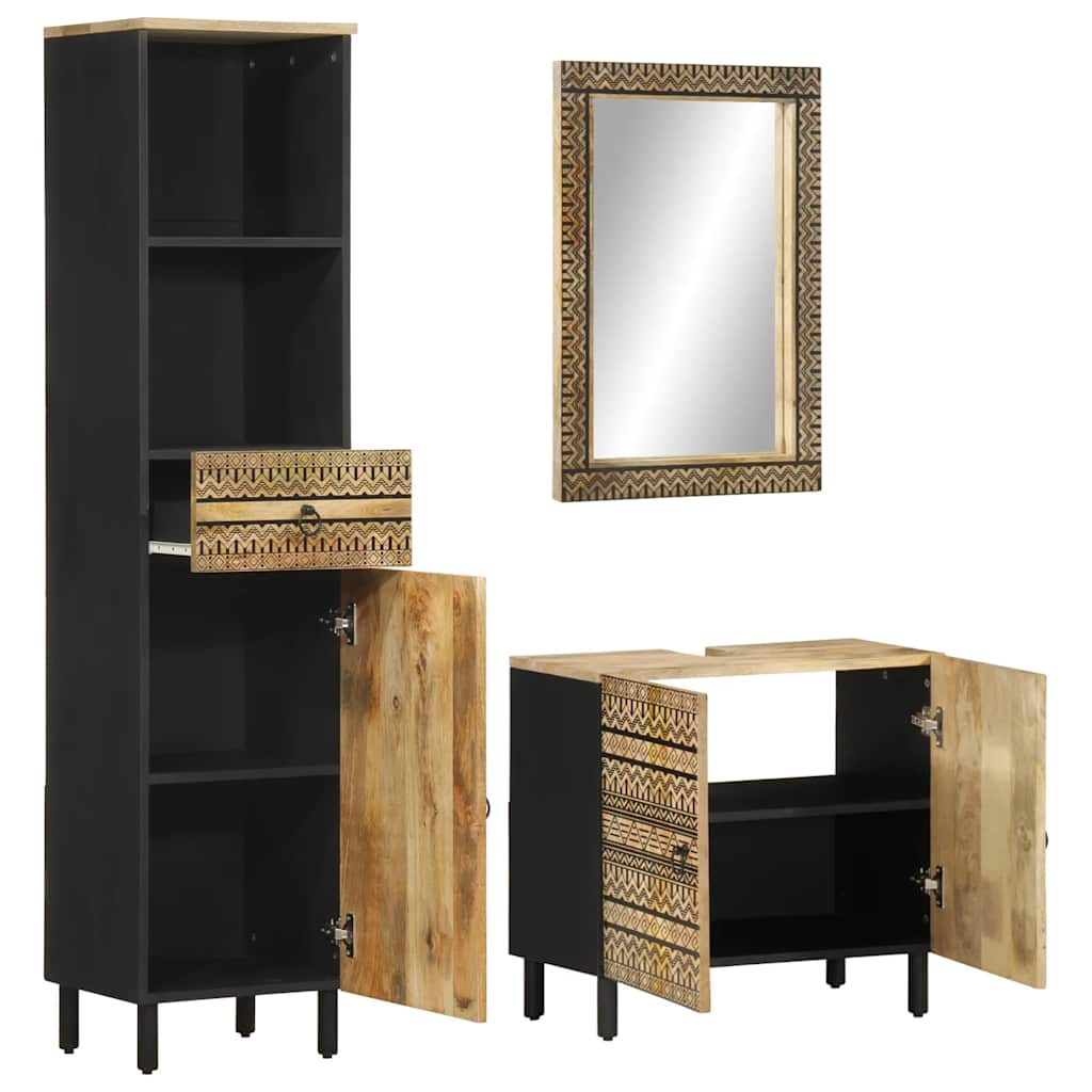 3Dílná Koupelnová Sestava Masivní Mangovníkové Dřevo