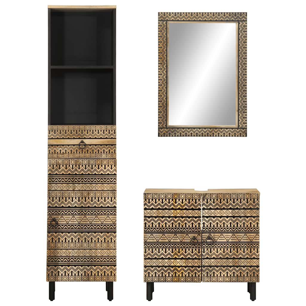 3Dílná Koupelnová Sestava Masivní Mangovníkové Dřevo