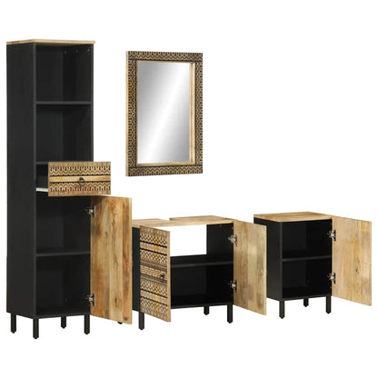 4Dílná Koupelnová Sestava Masivní Mangovníkové Dřevo