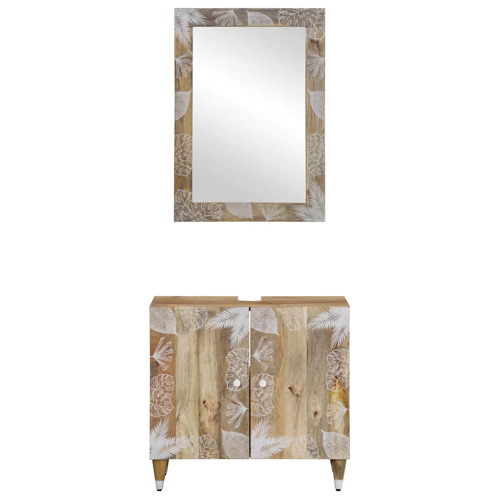 2Dílná Koupelnová Sestava Masivní Mangovníkové Dřevo Tmavě Moddrá