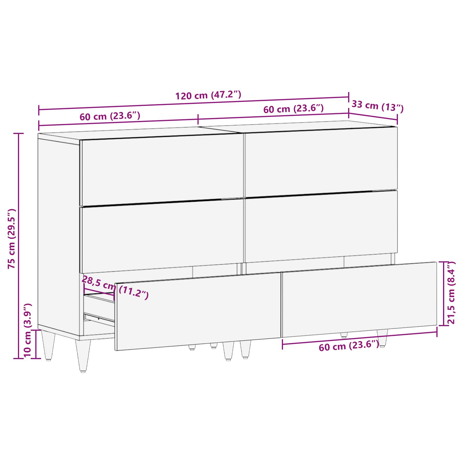 Úložné Skříně 2 Ks 120 X 33 X 75 Cm Masivní Mangové Dřevo