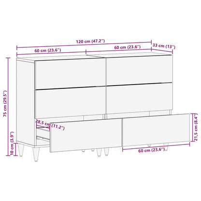 Servírovací Skříň 2 Ks 60 X 33 X 75 Cm Masivní Mangové Dřevo
