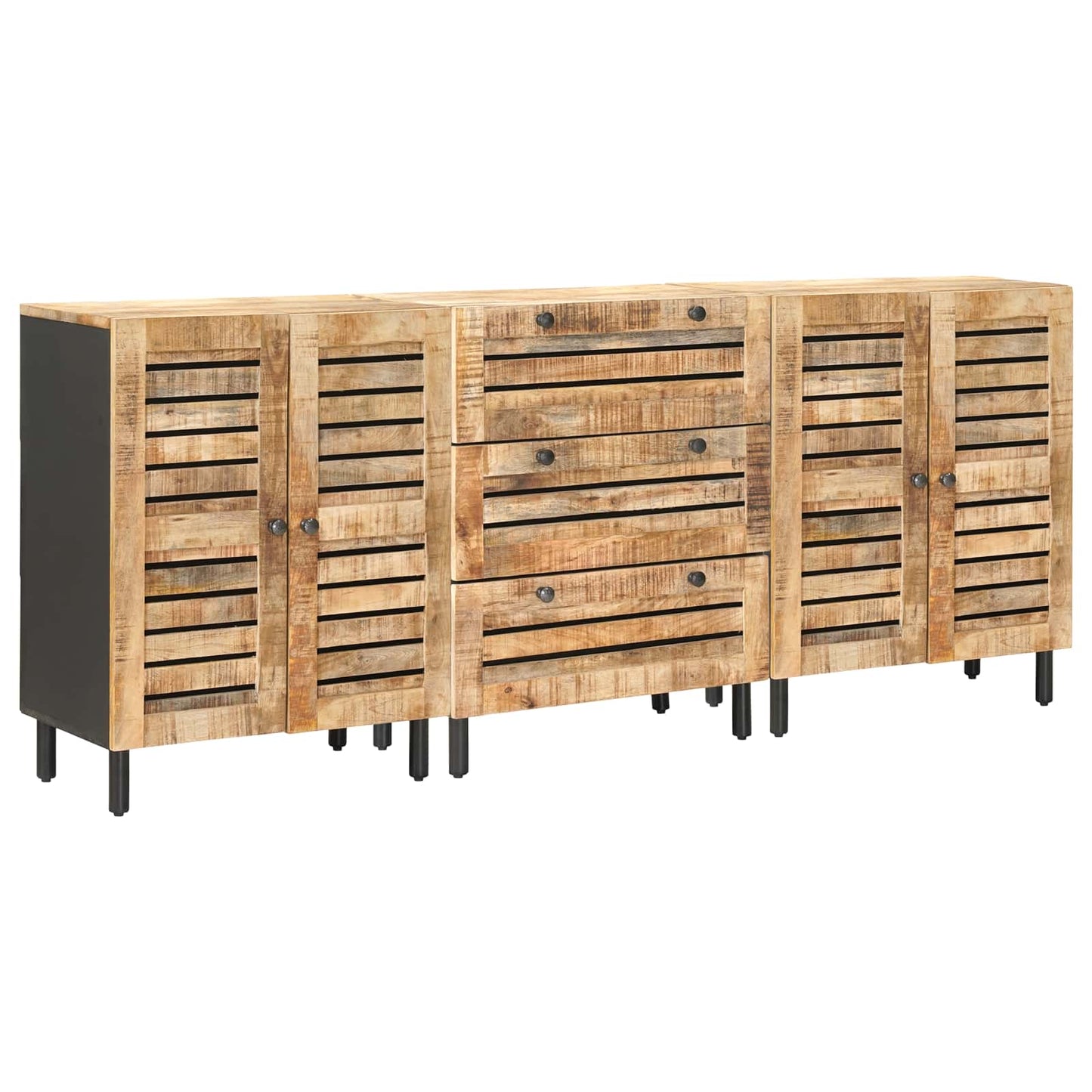 Úložné Skříně 3 Ks 180 X 33 X 75 Cm Masivní Mangové Dřevo