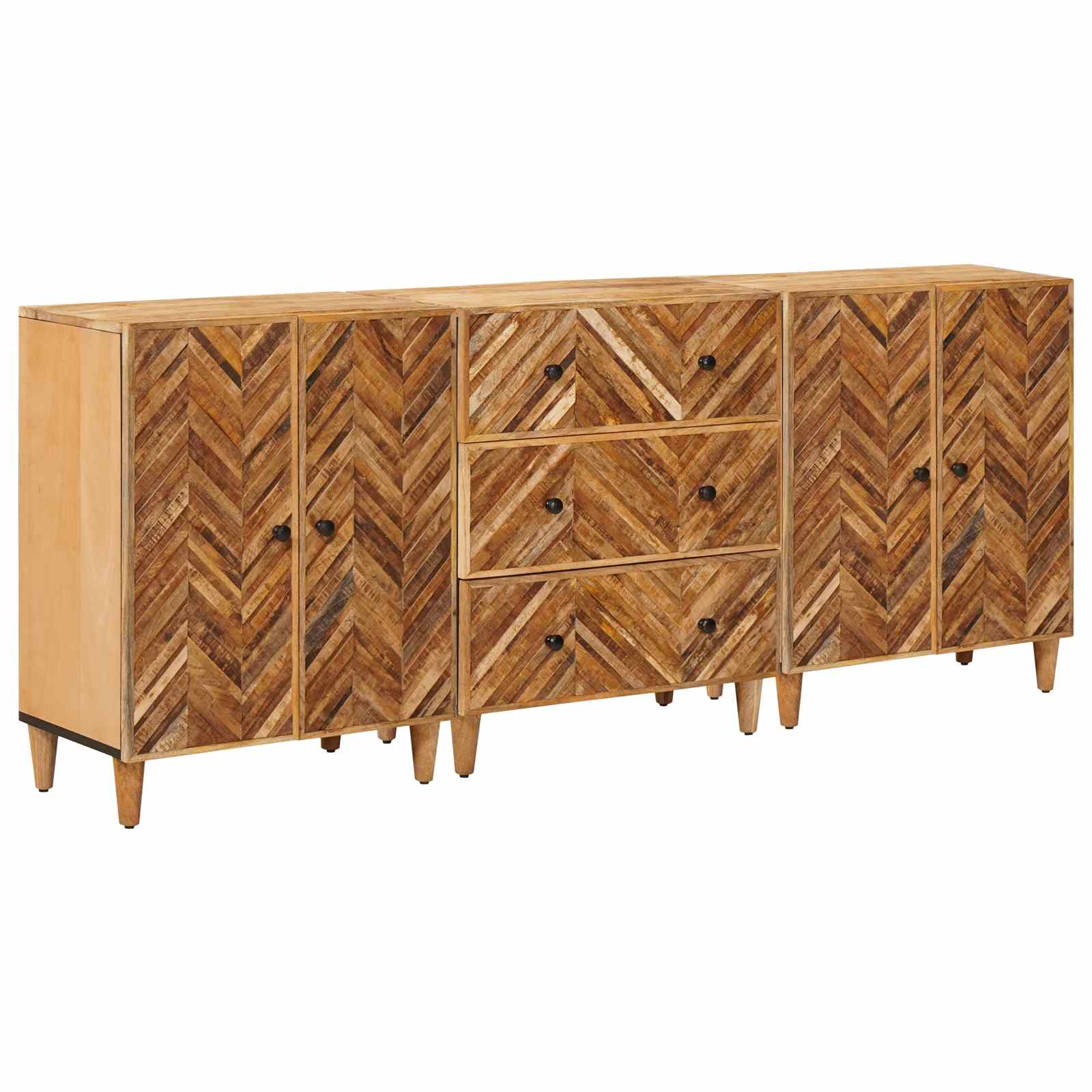 Úložné Skříně 3 Ks 60 X 33,5 X 75 Cm Masivní Mangové Dřevo