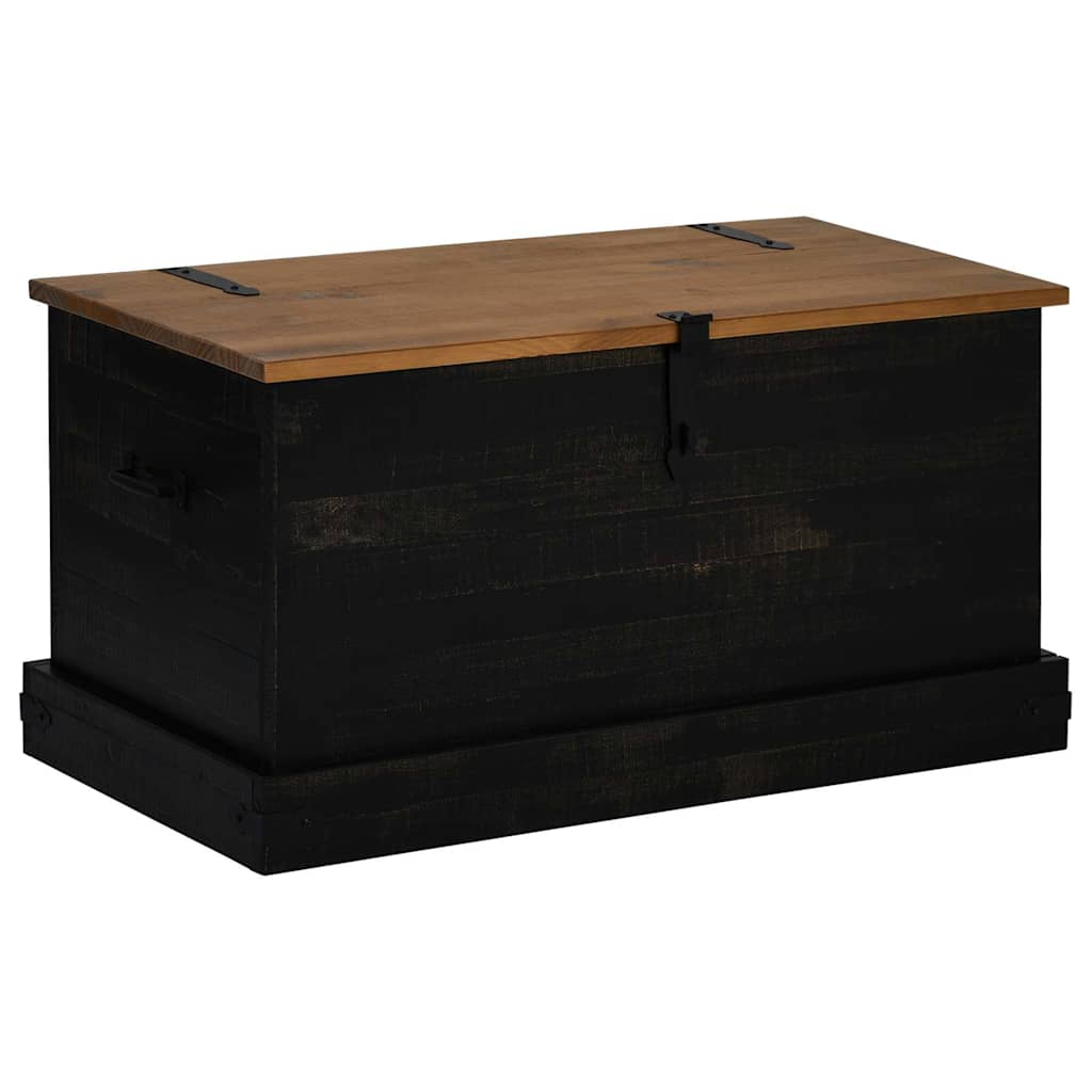 Úložná Komoda Halden Černý 91X48X47 Cm Borovicový Masiv