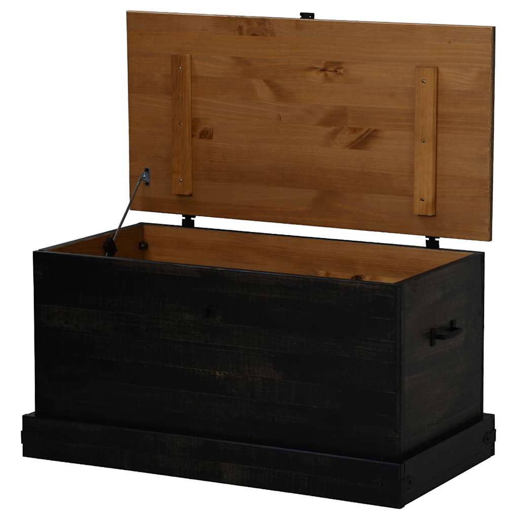 Úložná Komoda Halden Černý 91X48X47 Cm Borovicový Masiv