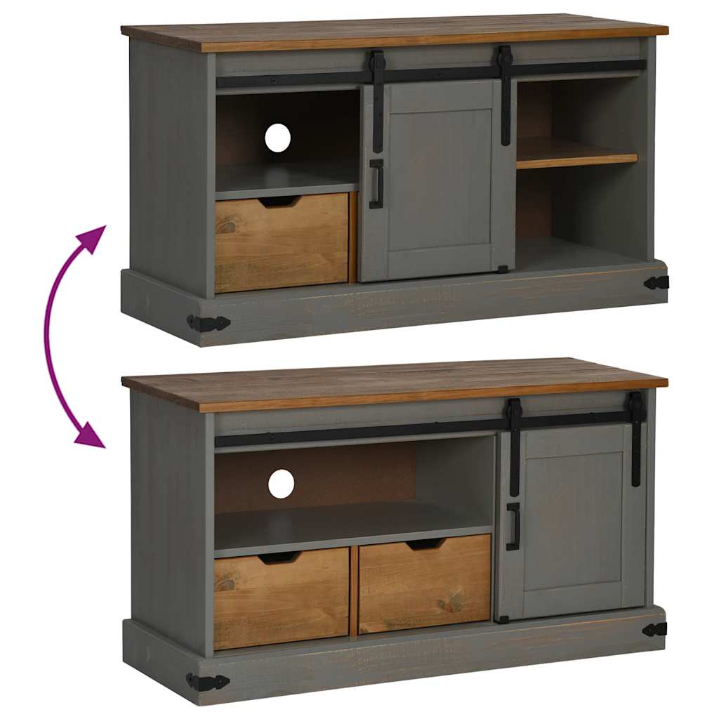 Tv Skříňka Halden S Posuvnými Dveřmi Šedá Masivní Dřevo
