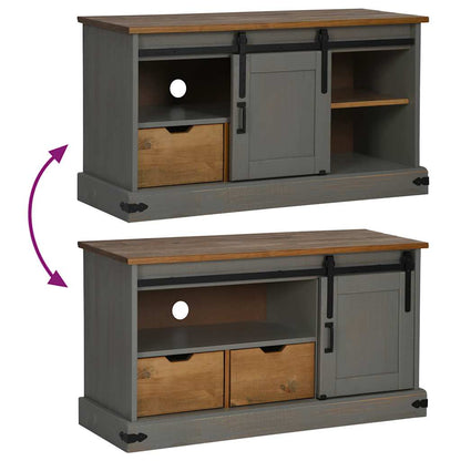 Tv Skříňka Halden S Posuvnými Dveřmi Šedá Masivní Dřevo