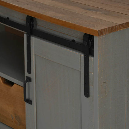 Tv Skříňka Halden S Posuvnými Dveřmi Šedá Masivní Dřevo