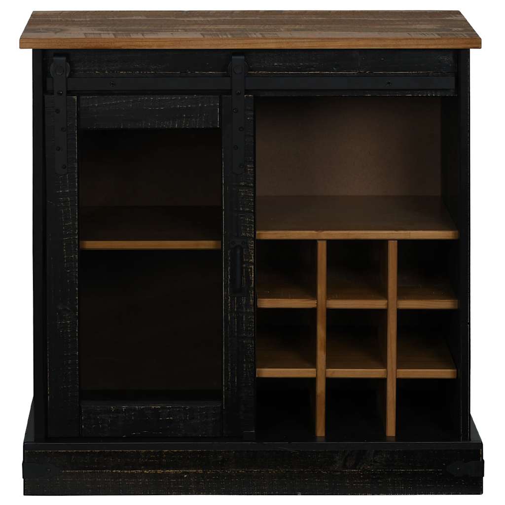 Příborník Halden S Posuvnými Dveřmi Černý Masivní Dřevo