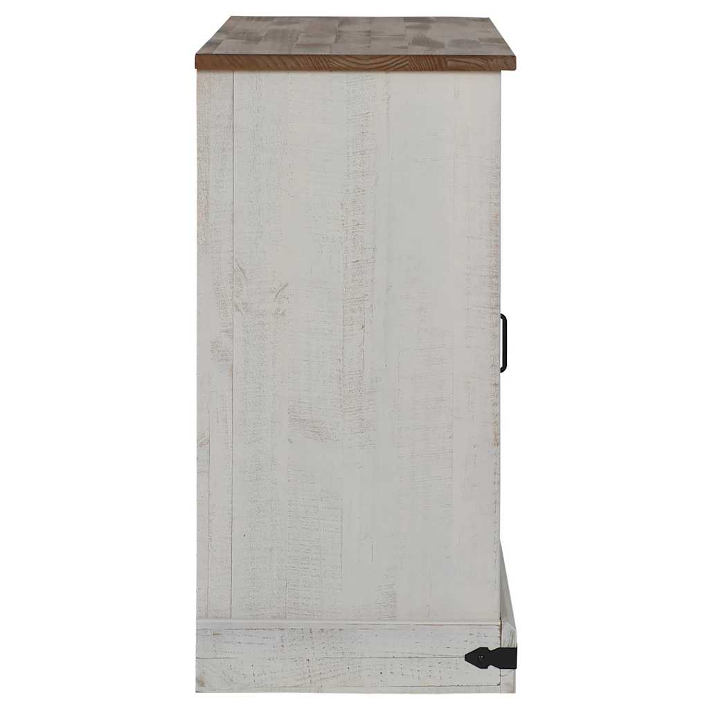 Příborník Halden 2 Posuvné Dveře Bílý 112X40X80Cm Masivní Dřevo